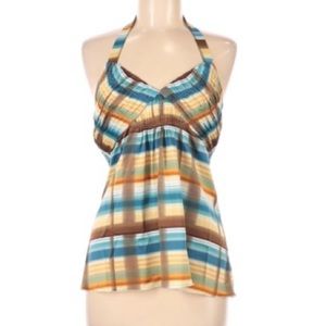 The Limited Halter Top Brown Blue Stripes M 8-10